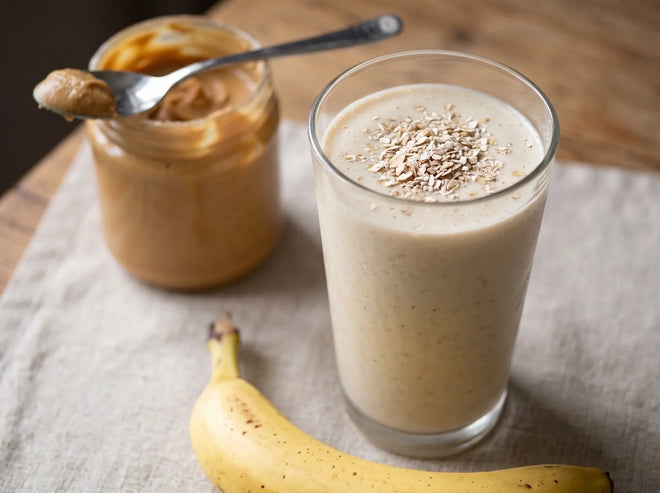 A banana and peanut butter shake blended with Ryedical rye bran